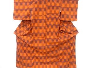 リサイクル　未使用品　絣市松模様織出し手織り節紬着物